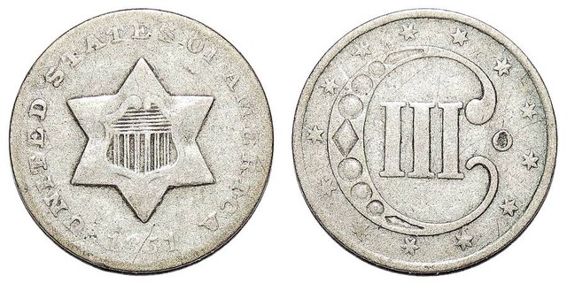 UNITED STATES OF AMERICA~3 Cents (Silver) 1851 O