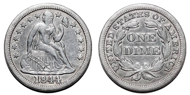 UNITED STATES OF AMERICA~Seated Liberty Dime 1844