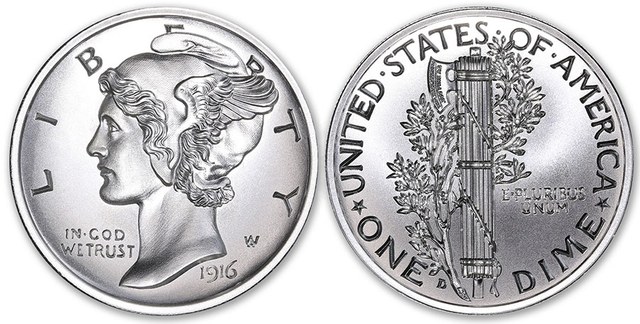 US Mercury Dime Tribute 2 oz.