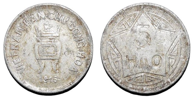 VIETNAM (DEMOCRATIC REPUBLIC)~5 Hao *Incused* 1946