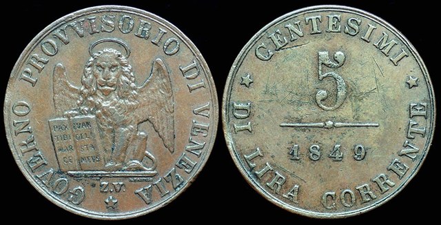 Venice 5 Centesimi 1849