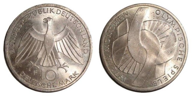 WEST GERMANY~10 Deutsche Mark 1972 F