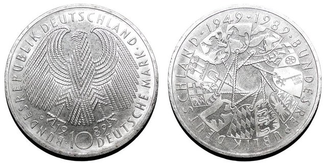 WEST GERMANY~10 Deutsche Mark 1989 G