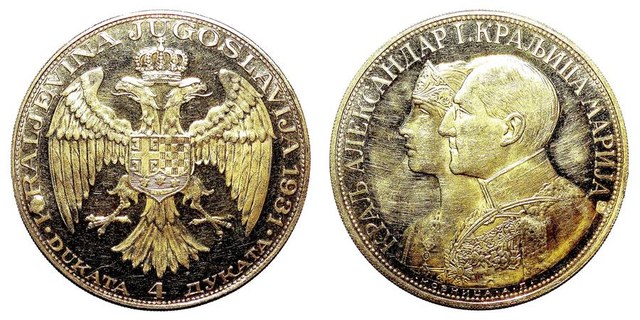 YUGOSLAVIA (KINGDOM)~4 Dukata 1931