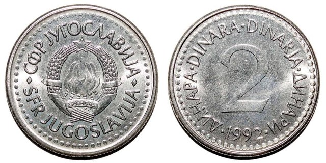 YUGOSLAVIA (SOCIALIST FEDERAL REPUBLIC)~2 Dinara 1992